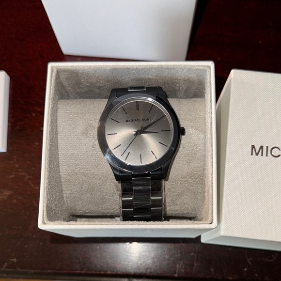 Michael Kors Silver and Black Watch - Picture 1 of 4